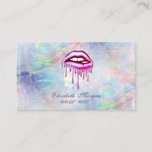 エレガントトレンディーメタリック滴下唇オパール 名刺 (正面)