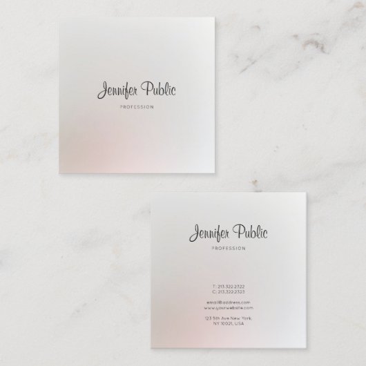 エレガントトレンディーモダンクリエイティブプレーンプロフェッショナル スクエア名刺 (正面/裏面)