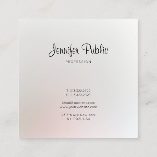 エレガントトレンディーモダンクリエイティブプレーンプロフェッショナル スクエア名刺 (裏面)