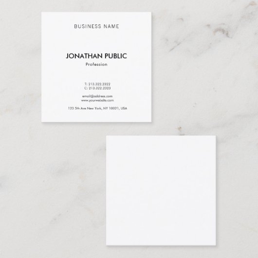 エレガントトレンディーモダンテンプレートプロフェッショナル スクエア名刺 (正面/裏面)