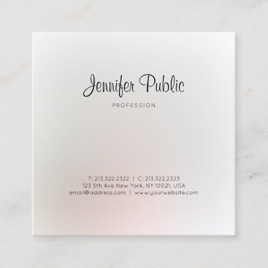 エレガントトレンディーモダンデザインプロフェッショナルスタイリッシュ スクエア名刺 (正面)