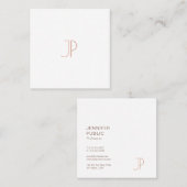 エレガントトレンディーモダンデザインモノグラムプレインラグジュアリー スクエア名刺 (正面/裏面)