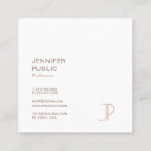 エレガントトレンディーモダンデザインモノグラムプレインラグジュアリー スクエア名刺 (裏面)