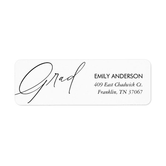 エレガントトレンディー書道の卒業住所 ラベル (正面)