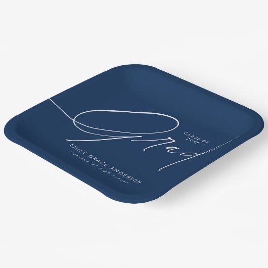 エレガントトレンディー書道台本の卒業 ペーパープレート (傾斜あり)