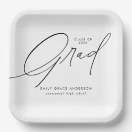 エレガントトレンディー書道台本の卒業 ペーパープレート