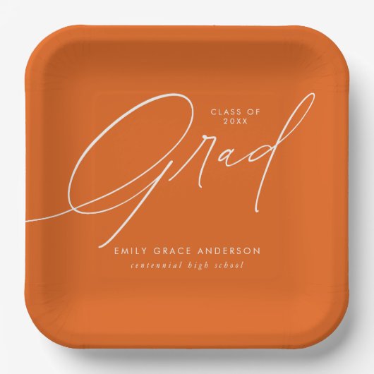 エレガントトレンディー書道台本の卒業 ペーパープレート (正面)