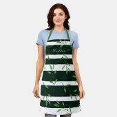 エレガントトレンディー水の色離れのストライプ + エプロン (着用した状態)