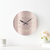 エレガントトレンディー紙吹雪バラ金ゴールド ラージ壁時計 (ホーム)