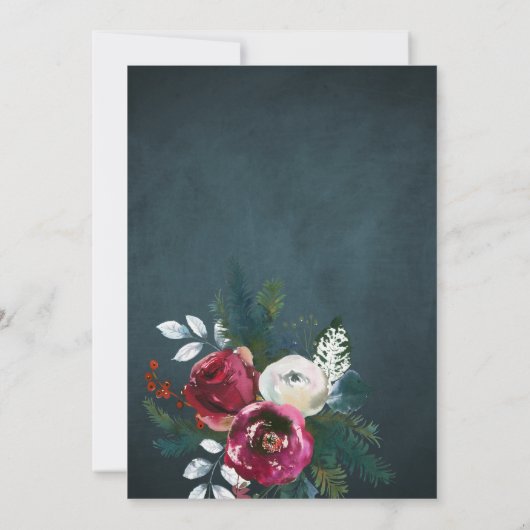 エレガントトレンディー素朴な冬のフローラカップルのシャワー 招待状 (裏面)