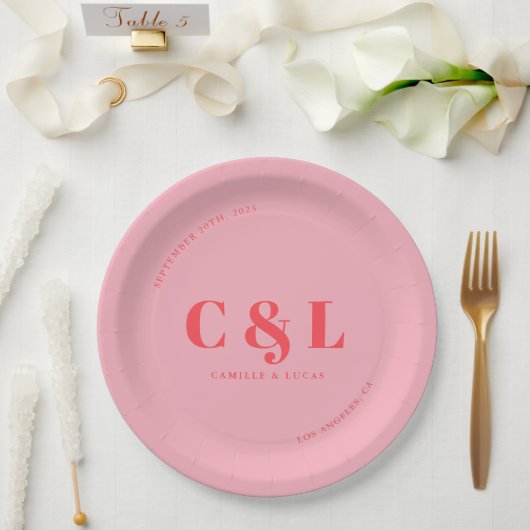 エレガントトレンディー結婚の ペーパープレート (ウェディング)