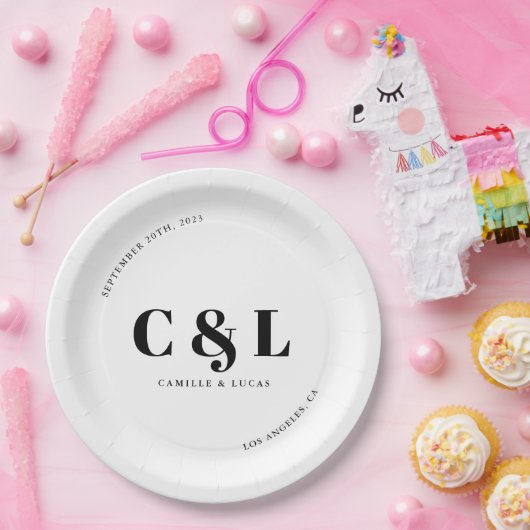 エレガントトレンディー結婚の ペーパープレート (パーティー)