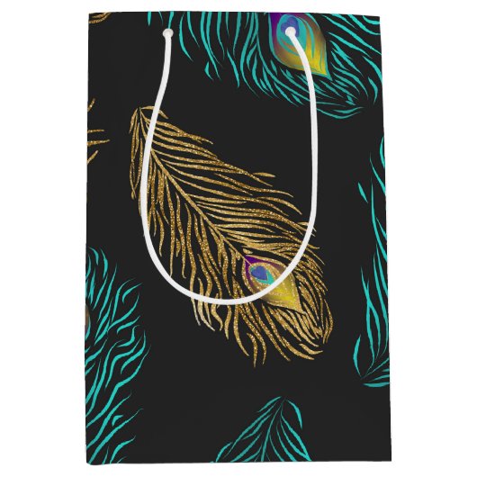 エレガントトレンディー羽毛 ミディアムペーパーバッグ (正面)