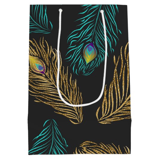 エレガントトレンディー羽毛 ミディアムペーパーバッグ (裏面)