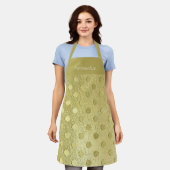 エレガントトレンディー金ゴールドグリッター水玉模様 エプロン (着用した状態)