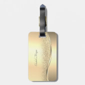 エレガントトレンディー金ゴールドグリッター《写真》ぼけ味 ラゲッジタグ (裏面縦)