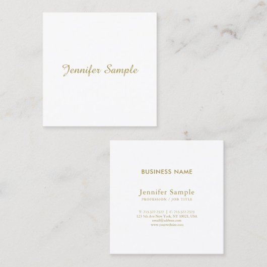 エレガントトレンディー金ゴールドルックプライモダンン スクエア名刺 (正面/裏面)