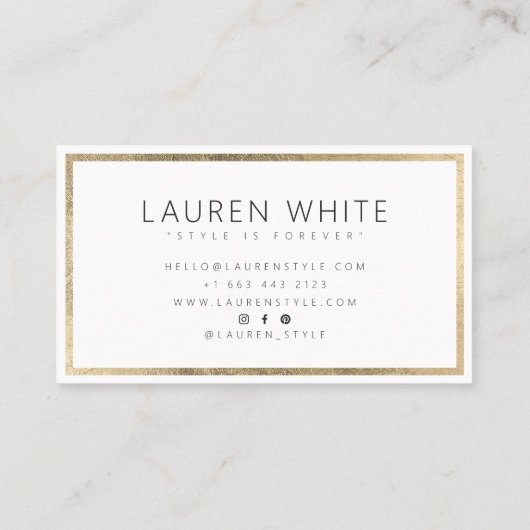 エレガントトレンディー金ゴールド箔フレミニマルーム 名刺 (裏面)