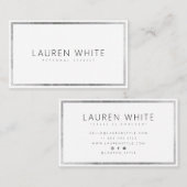 エレガントトレンディー銀モダン箔フレミニマルーム 名刺 (正面/裏面)