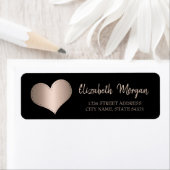 エレガントトレンディー、バラ金ゴールドハート、ブラック住所 シール (インサイチュ)