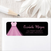 エレガントトレンディー、ピンクドレス、ブラック住所 シール (インサイチュ)