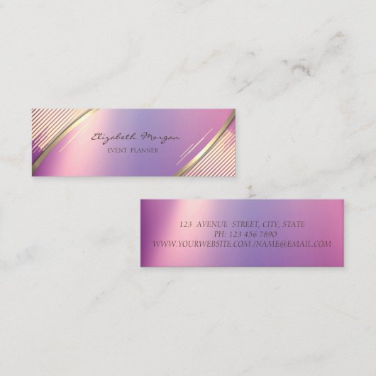 エレガントトレンディー、フェイク金ゴールドストライプ スキニー名刺 (正面/裏面)