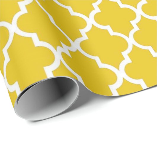 エレガントトレンディー、明るい日当たりの良い黄色のクアトレフォイル ラッピングペーパー (ロールコーナー)