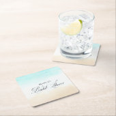 エレガントトロピカルコースタルブライダルシャワー スクエアペーパーコースター (インサイチュ)