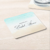 エレガントトロピカルコースタルブライダルシャワー スクエアペーパーコースター (アングル)