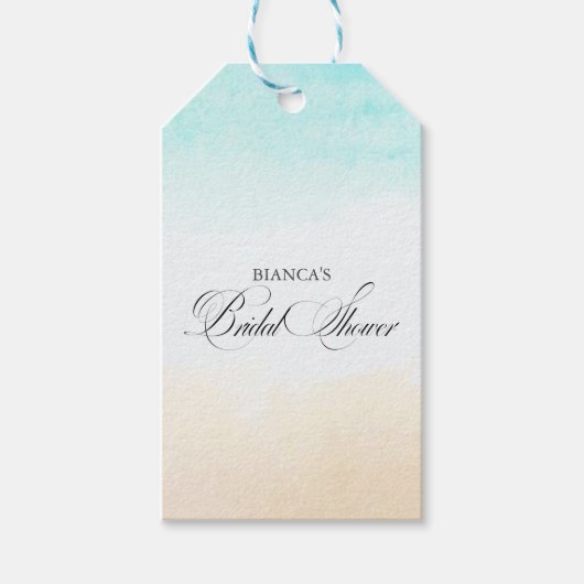エレガントトロピカルコースタル ブライダルシャワー ギフトタグ (正面)