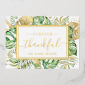 エレガントトロピカルゴールドホイルウェディングサンキューカード 箔招待状 (正面)