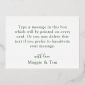 エレガントトロピカルゴールドホイルウェディングサンキューカード 箔招待状 (裏面)