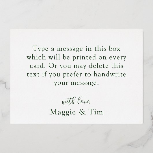 エレガントトロピカルゴールドホイルウェディングサンキューカード 箔招待状 (裏面)