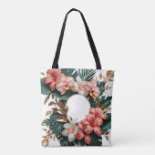 エレガントトロピカルフラワーモノグラムトートバッグ トートバッグ (裏面)