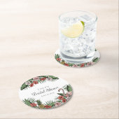 エレガントトロピカル フラミンゴ & ハイビスカス ブライダルシャワー ラウンドペーパーコースター (インサイチュ)