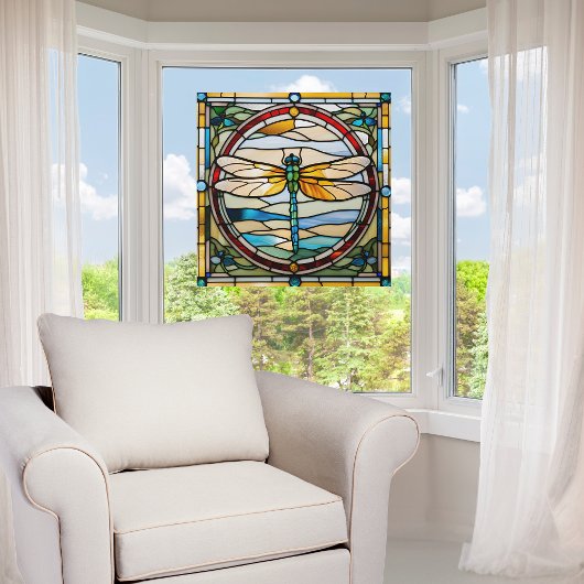 エレガントトンボフェイクイステンドグラス ウィンドウサイン