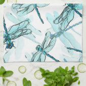 エレガントトンボ：水疑問に思色 キッチンタオル (折り畳み)