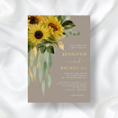 エレガントトープフローラ結婚金箔招待状 箔招待状