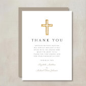 エレガントトープ・クロス・ボーイ・バプテスマ サンキューカード