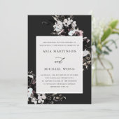エレガントドラマチックな黒い葉フローラ結婚の 招待状 (スタンド正面)