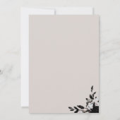 エレガントドラマチックな黒い葉フローラ結婚の 招待状 (裏面)