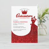 エレガントドレス＆クラウンのキンセアニェーラ誕生日パーティー 招待状 (スタンド正面)