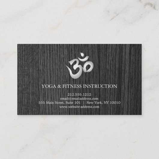 エレガントナマステヨガダークウッドバックグラウンド 名刺 (裏面)