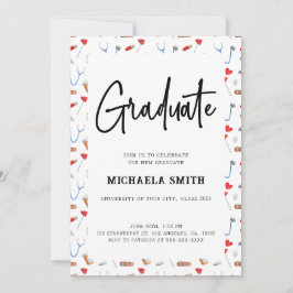 エレガントナース医療パターン卒業写真 招待状