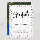 エレガントナース医療パターン卒業写真 招待状 (正面/裏面)