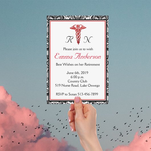 エレガントナース退職パーティの招待状 招待状