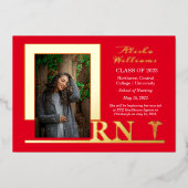 エレガントナースRNカドゥセウス写真院赤 箔招待状 (正面)