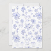 エレガントニュートラルブルーの影の花のパターン 招待状 (裏面)