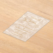 エレガントニュートラル結婚スクリプト アクリル招待状 (レイダウン)