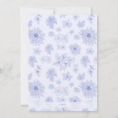 エレガントニュートラル青い影の花のパタ結婚ーン 招待状 (裏面)